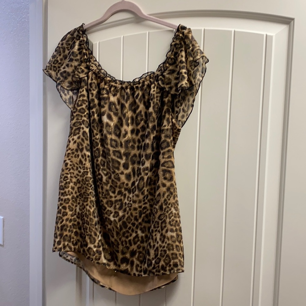 White House Black Market Cheetah print top